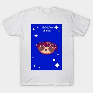 "Thinking of You" Flower Crown Sloth Face T-Shirt